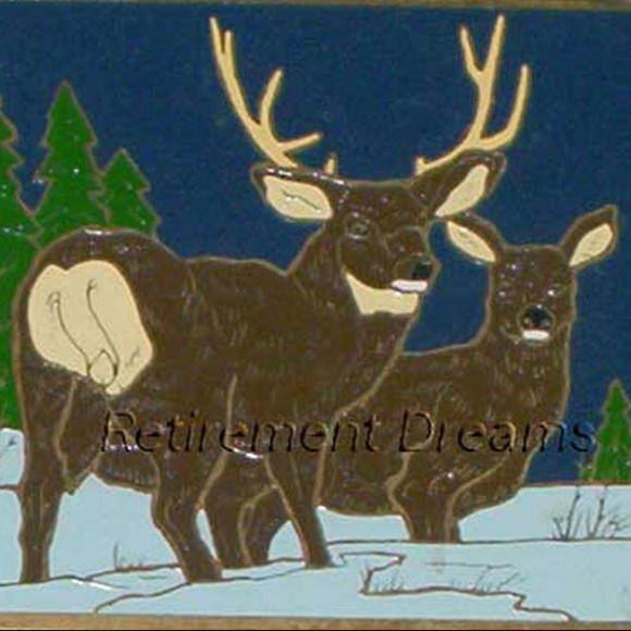 BRASS Belt Buckle 1983 White Tail Deer Forest Tree - Picture 2 of 4